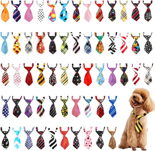 Vista 12 de Segarty Pajaritas para perros a granel, paquete de 40 lazos para perros, collares para cachorros, corbatines ajustables para perros pequeños, Varied