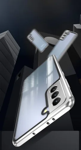 Vista 6 de Funda para Galaxy S21 con bloqueo de seguridad + adsorción magnética, vidrio templado de doble cara, a prueba de golpes, parachoques de aluminio