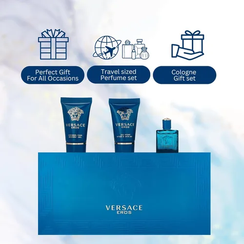 Vista 5 de Versace Eros Perfume para hombre 3 piezas Mini set de regalo