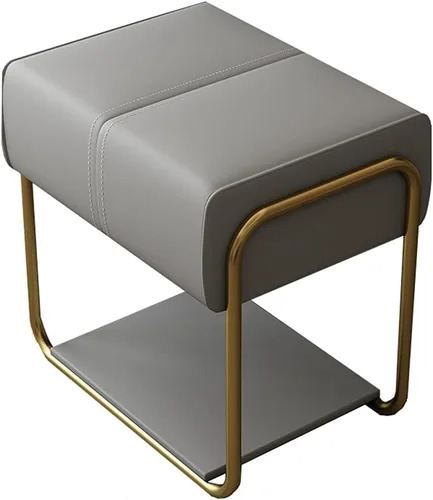 Vista 10 de ZAIHW Taburete cuadrado de cuero mate con patas doradas, cómodo banco de entrada con asiento acolchado, taburetes de maquillaje para tocador
