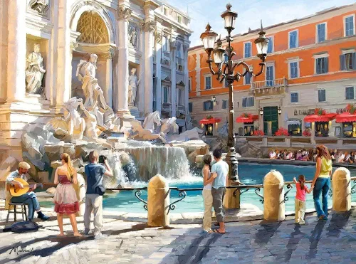 Vista 2 de CASTORLAND Rompecabezas de 3000 piezas, la fuente de Trevi, Roma, Italia, arte barroco, rompecabezas para adultos, Castorland C-300389-2