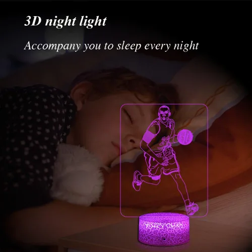 Vista 4 de Luz nocturna de baloncesto para niños, regalo para amantes del baloncesto con control remoto y táctil inteligente, 16 colores cambiantes, lámpara