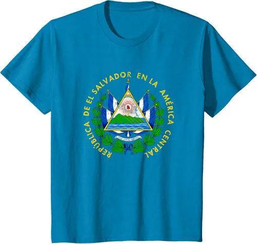 Vista 54 de Escudo de armas de El Salvador Salvadoran Distressed Design T-Shirt