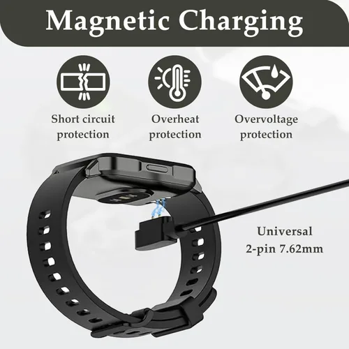 Vista 5 de Paquete de 2 cables de carga magnéticos para reloj inteligente, 2 pines de 0.300 in, cable de carga de repuesto compatible con reloj inteligente