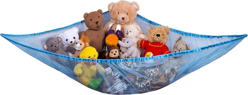 Vista 8 de Hamaca de malla gigante para organizar animales de peluche o juguetes infantiles. , Blanco