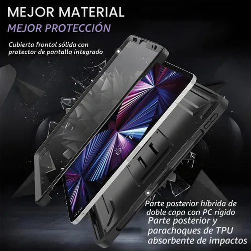 Vista 4 de Soke Funda para iPad Pro de 11 pulgadas 2022/2021/2020/2018/iPad Air de 5ª/4ª generación, protector de pantalla integrado - Compatible con carga