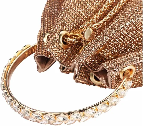 Vista 5 de DJBM Bolso de mano con diamantes completos para mujer, bolso de mano con diamantes de imitación, bolso de mano para mujer, fiesta, graduación