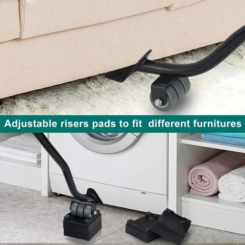 Vista 2 de Herramienta de Elevación de Muebles, Juego de Herramientas para Mover Electrodomésticos de 21" con Almohadillas Protectoras Deslizantes y Ruedas