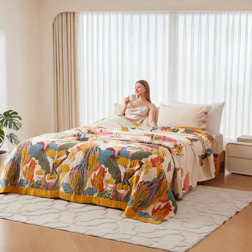 Vista 6 de Manta Bohemia – Manta suave 100% algodón para cama, 60"x80", reversible, transpirable, ligera, para otoño, todas las estaciones, decoración de casa