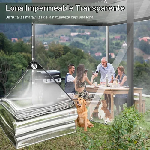 Vista 8 de Lona impermeable transparente de 3 x 6 pies, lona de PVC de 11.8 mil con ojales y brida para cables, cubierta resistente de servicio pesado al