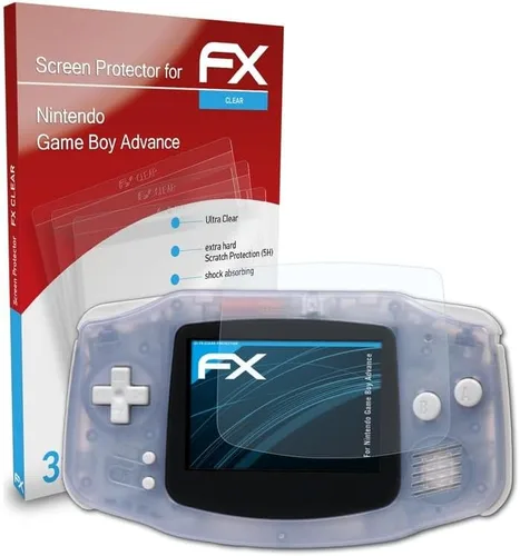 Vista 3 de Película protectora de pantalla compatible con Nintendo Game Boy Advance, película protectora FX ultra transparente (3X)