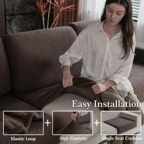 Vista 4 de OHSIO Fundas de Cojines de Sofá para Sofá Seccional, Fundas de Sofá Suaves Elásticas Lavables Resistentes al Desgaste Protector Universal de Muebles