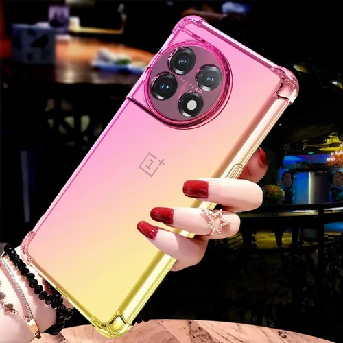 Vista 5 de Funda para OnePlus 11, One Plus 11 5G PHB110, funda transparente para teléfono con degradado, delgada, antiarañazos, flexible, funda protectora a