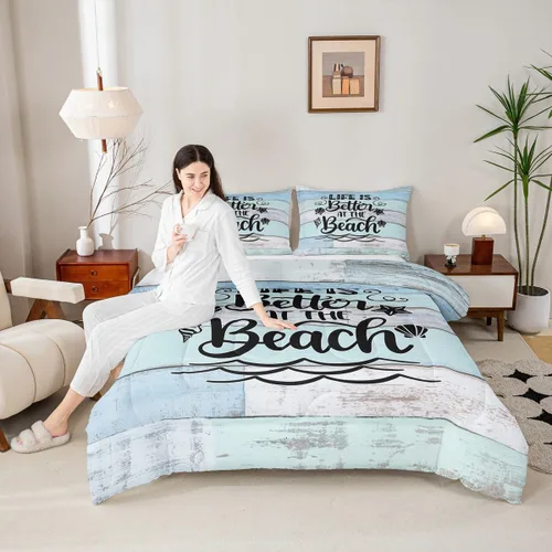 Vista 56 de Juego de edredón Lake Home Camper tamaño King, juego de ropa de cama náutica con ancla para niños, niñas, niños, adultos, decoración de dormitorio