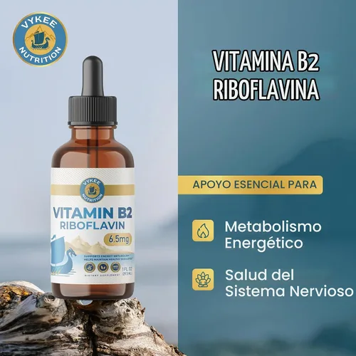 Vista 2 de Vykee Nutrition Gotas de riboflavina de vitamina B2, suplemento líquido B2