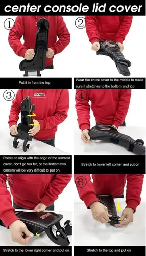 Vista 7 de Funda para reposabrazos de consola central, consola de protección completa, reposabrazos de cuero, accesorios interiores para Chevrolet Camaro