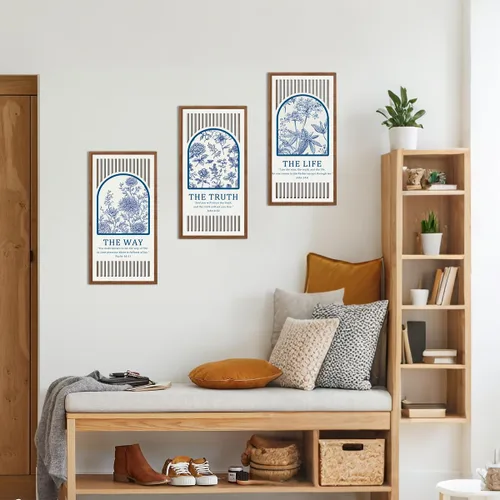 Vista 6 de BINCUE Arte de pared de la Biblia de Jesús, versículo bíblico, decoración de pared de madera, escritura moderna para sala de estar, dormitorio