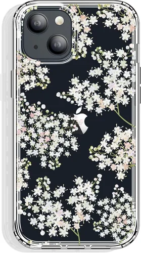Vista 13 de GYZYA Funda transparente para iPhone 14 y iPhone 13 de 6.1 pulgadas con diseño de patrón, funda protectora delgada de TPU + parachoques a prueba