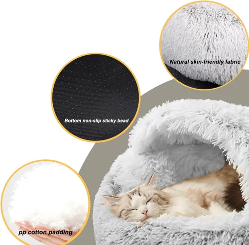 Vista 4 de YUDANSI Cama para Gatos con Capucha para Gatos de Interior, Cama para Perros con Capucha Grande Cubierta para Perros Pequeños Gatos Cachorros