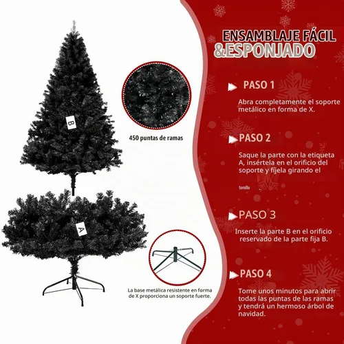 Vista 5 de Árbol de Navidad artificial negro de 4 pies, árbol de Navidad pequeño falso
