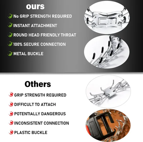 Vista 5 de DEYACE - Collar ajustable de acero inoxidable para perros Collar de entrenamiento de protección humanitaria con hebilla de aleación de zinc