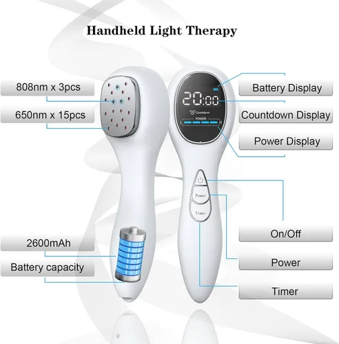 Vista 6 de SUNJIKA Dispositivo de terapia de luz roja para cuerpo, dispositivo de terapia de luz infrarroja para alivio del dolor articular y muscular