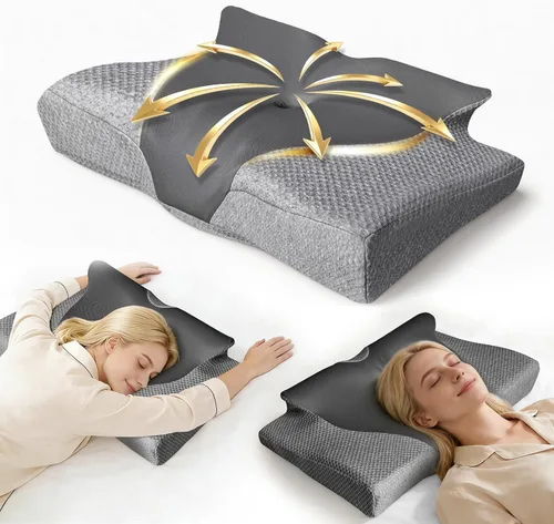 Vista 9 de Almohada cervical cervical para aliviar el dolor, almohada Azul claro