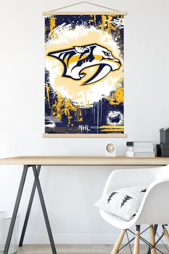 Vista 5 de Trends International NHL Nashville Predators - Póster de pared Maximalist Logo 23, 22.37 x 34.00 pulgadas, paquete de impresión premium y colgador