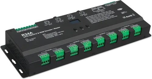 Vista 12 de Controlador LED DMX de alta potencia DMX 512 Decodificador Dimmer Driver DC12V-24V para tira led rgb o luces (1 canal de un solo color (actualizado))