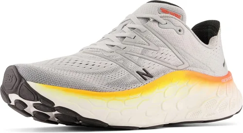 Vista 8 de New Balance Fresh Foam X More V4 - Tenis para correr para hombre Aluminio Gris/Neón Libélula/Caléndula Caliente