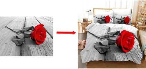 Vista 3 de yky Juego de ropa de cama personalizada con estampado 3D con funda de almohada, sábanas personalizadas con imagen (blanco, 26.8 x 33.9 in)