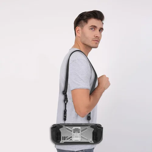 Vista 6 de MOSISO Funda compatible con Steam Deck, cubierta de TPU con correa para el hombro y soporte, cubierta protectora rígida resistente resistente