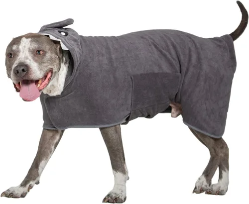 Vista 2 de BoxDog Albornoz para perro y toalla de microfibra para perro con capucha de tiburón