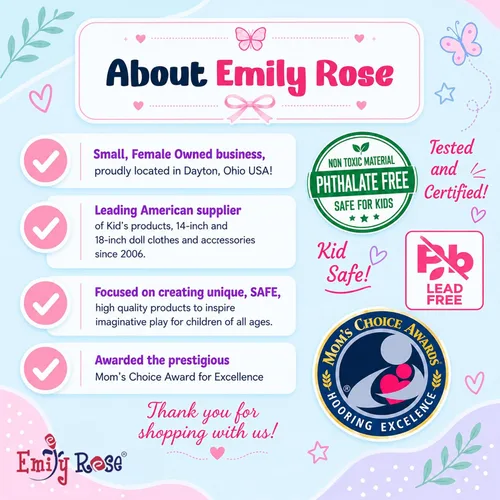 Vista 9 de Emily Rose Paquete de 5 camisetas de primera calidad para muñecas de 18