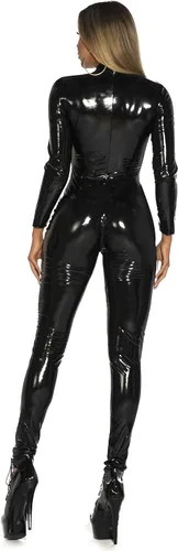 Vista 3 de FEOYA Traje de látex para mujer, de charol metálico, para fiesta, club, ajustado, elástico, de PVC, tallas XS-3XL