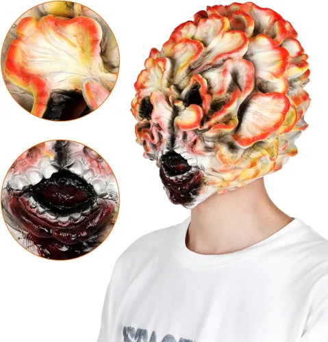 Vista 5 de Pigmiss Last US Clicker Máscara de Halloween de hongos aterradores máscara de látex de cabeza completa espeluznante disfraz de cosplay novedad zombi