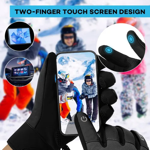 Vista 3 de Guantes de invierno para hombres y mujeres para clima frío, guantes de invierno impermeables para hombre, cálidos con dedos para pantalla táctil