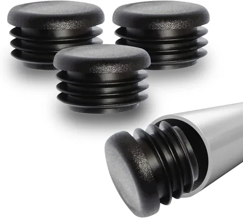 Vista 11 de Prescott Plastics Tapones de plástico acanalados de 1/2 pulgada (0.500 in) de diámetro exterior, tapas redondas de tubo de metal negro, inserciones