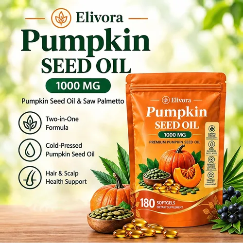 Vista 2 de Elivora - Cápsulas blandas de aceite de semilla de calabaza, 1 unidad: 180