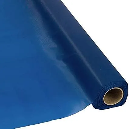 Vista 2 de QSD Rollo de plástico para mesa de banquetes de fiestas, 300 x 40 pulgadas, mantel desechable (azul marino)