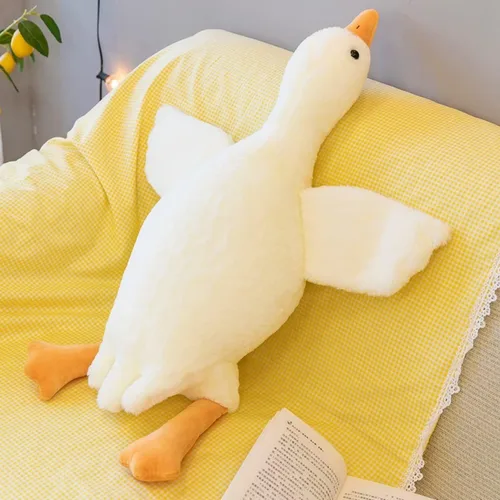 Vista 6 de MDXMY Almohada de peluche de ganso de 51.2 pulgadas, diseño de cisne blanco, súper suave para dormir (blanco plumón, 51.2 pulgadas)