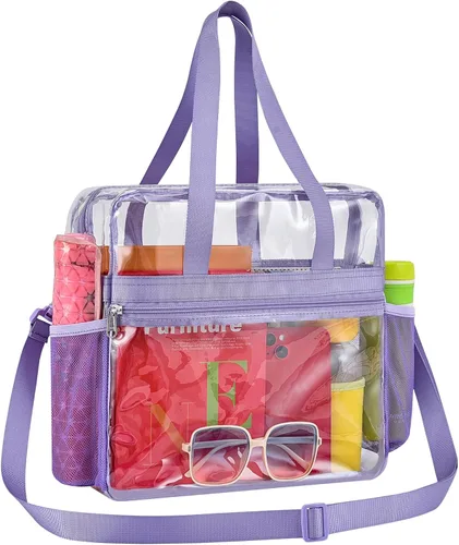 Vista 20 de Paxiland Clear Bag for Stadium Events, 12x6x12 inches Tote Bag with Detachable Reinforced Strap for Sports Concert and Work