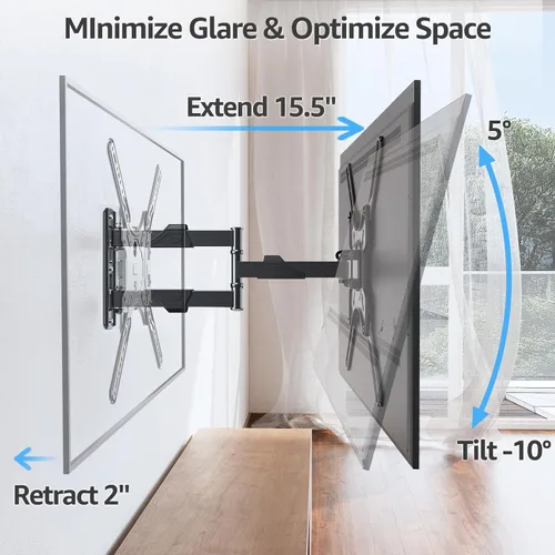 Vista 5 de MOUNTUP Soportes de pared para TV para la mayoría de televisores de 26 a 60 pulgadas, soporte de TV de movimiento completo con giro y extensión