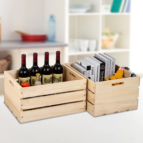 Vista 3 de Cajas de almacenamiento extra grandes de madera de pino, cajas de almacenamiento para discos de vinilo, las cajas de almacenamiento están hechas