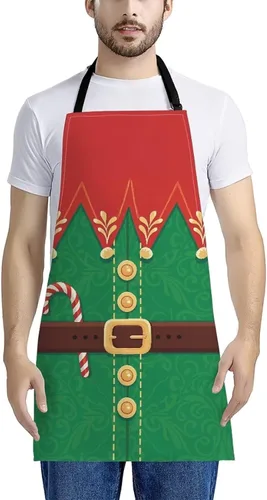 Vista 78 de Dreaweet Delantal de cocina unisex con cuello ajustable de Navidad