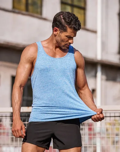 Vista 3 de COOFANDY Camisetas sin mangas para hombre, paquete de 3 camisetas sin mangas para gimnasio, espalda en Y, entrenamiento muscular, culturismo