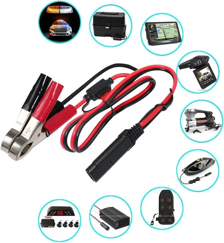 Vista 4 de Paquete de 3: Clip de cocodrilo de batería de 1.5 pies y 12 V a SAE 2 pines, cable de desconexión rápida SAE a cable de abrazadera de batería