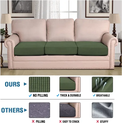 Vista 4 de H.VERSAILTEX Funda para sofá, paquete de 1 pieza, fundas de cojín de sofá de 3 piezas, verde bronce