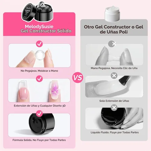Vista 6 de MelodySusie Gel de uñas sólido constructor de 2.12 oz con kit de polvo
