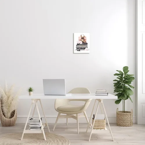Vista 2 de Glam Bookstack French Bulldog - Placa de pared (10 x 15 pulgadas)